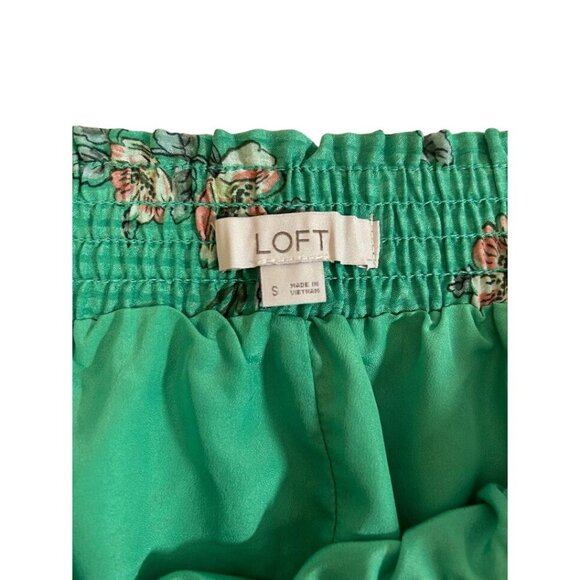 LOFT Green Floral Flowy Knee Length Skirt Size Small - Picture 6 of 6
